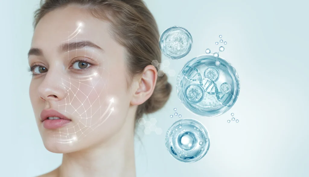 A Woman with glowing and smooth skin results after NeuvaDerm Treatment in Gentle Giant Care