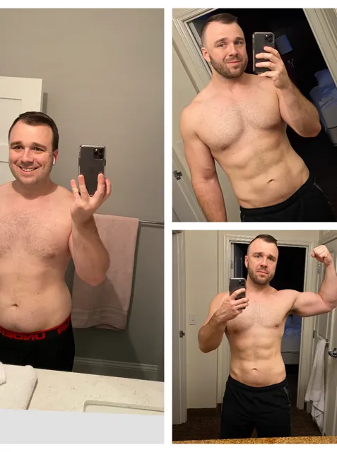 “Before‑and‑after comparison showing the effects of peptide therapy at Gentle Giant Care LLC in Palm Springs, California — illustrating improvements in wellness, muscle tone, or vitality after peptide treatment.”